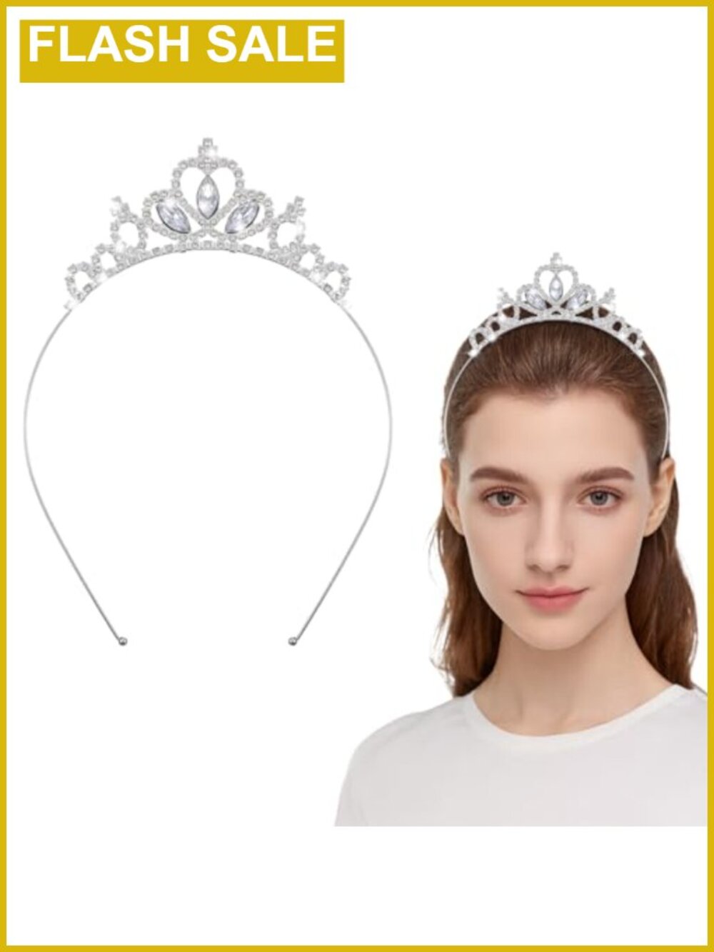 Rhinestone Crystal Tiara Headband Zinc Alloy Princess Crown Hair Accessory